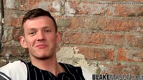 Sugary gay lad chokes his dick and goes up on himself solo